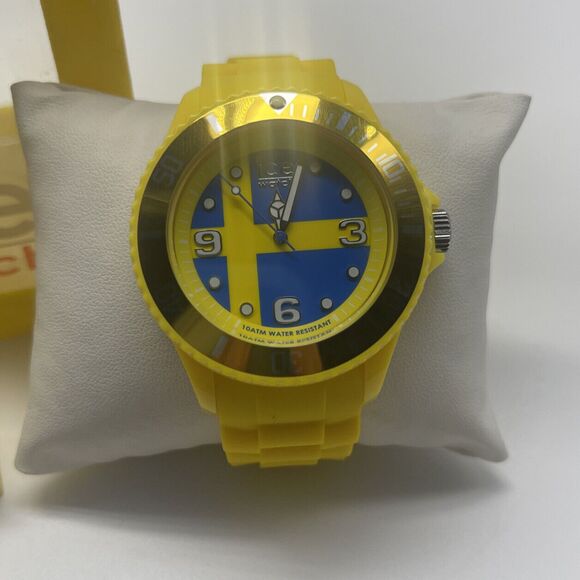Rare 2012 Ice World Sweden Edition Big Unisex Yellow Blue Analogue Watch New main image 4